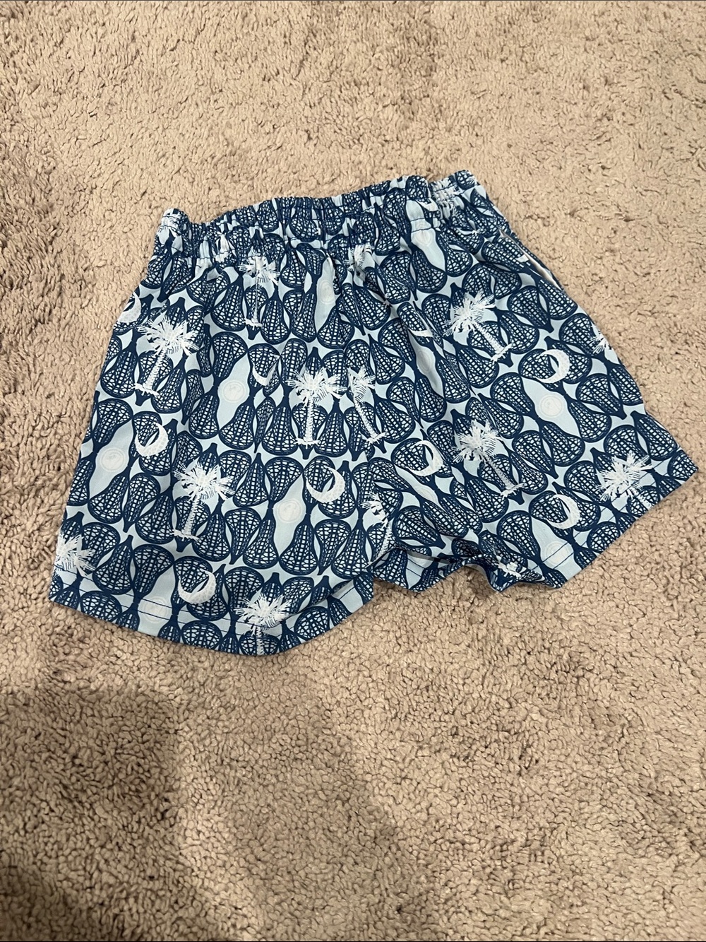 Girls Navy and White Printed Elastic-Waist lacrosse shorts